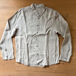 James Perse Light Tan 100% Linen Button-Down Shirt